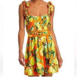 FARM Rio Orange and Green Dress